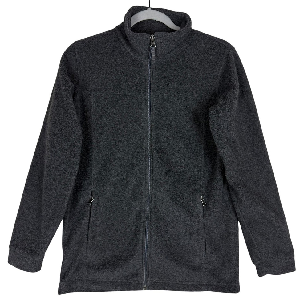 Columbia Jacket Kids Large 14/16 Gray Fleece Full Zip Stand Collar Cozy Warm